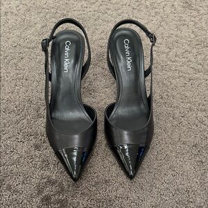 Calvin Klein Black Patent Slingback Heels